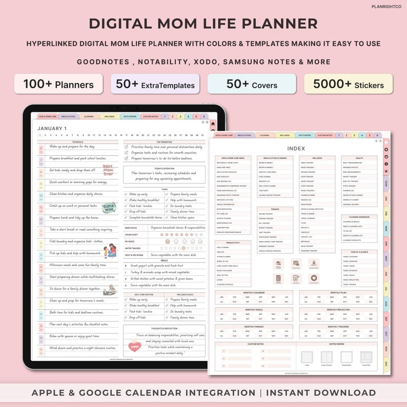 Digital Mom Life Planner – All-in-One Organizer for Moms